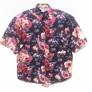 Vintage 80s/ 90s floral print cotton shirt L